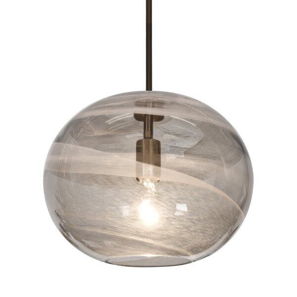 Besa Lighting Geno Stem Pendant, Vapor Smoke, Bronze Finish, 1x60W Incandescent 1TT-GENOSM-BR - main